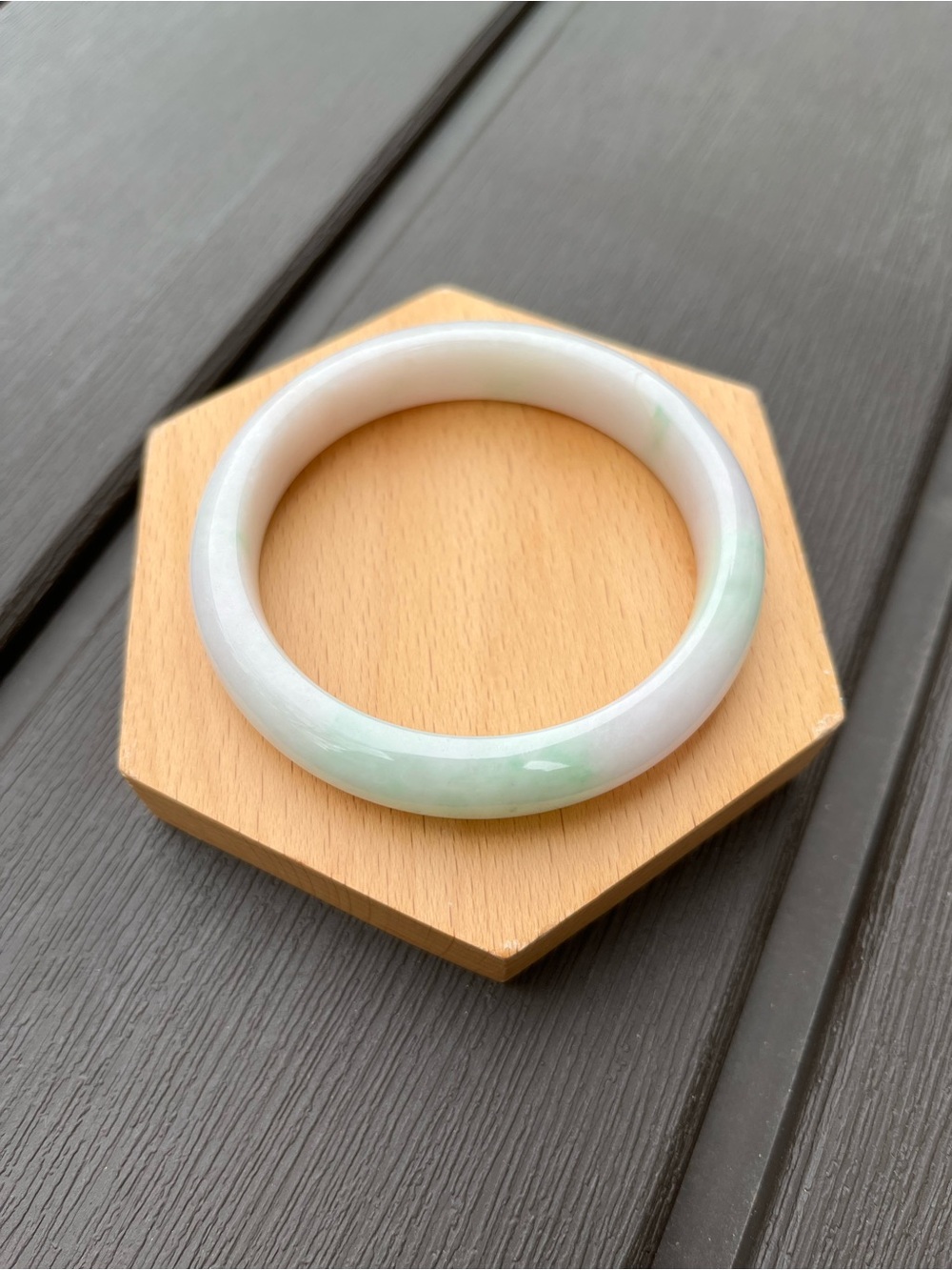 BW089-RM 56.2mm Certified Untreated Grade A Burmese Jadeite Bangle Jade Bracelet - Picture 5 of 16